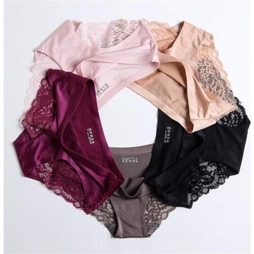 Womens Sexy Lace Panties Seamless Underwear Briefs Nylon Silk for Girls Ladies Bikini Cotton Crotch Transparent