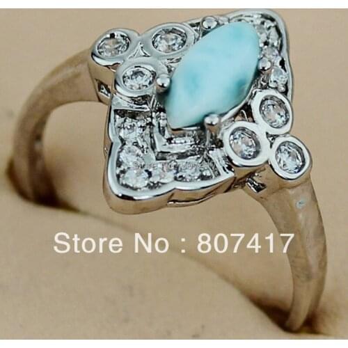 SHUNXUNZE Larimar Charms engagement wedding rings for Jewelry & Accessories women dropshipping Rhodium Plated R3508 size 6 7 8 9