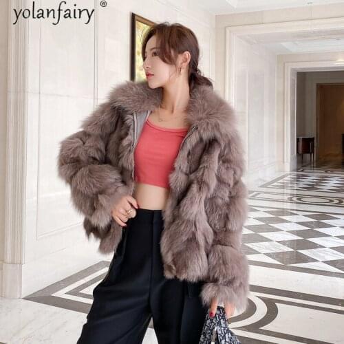 Real Fox Fur Coat Women Fashion Simple Elegant Female Jacket Autumn Winter Jackets for Women 2021 Womens Clothing Casacos