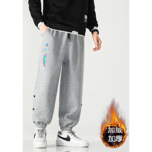 Winter plus velvet dazzling colorful reflective sweatpants popular style men and women unisex pants streetwear