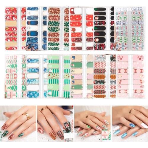 1PC Nail art Full-Cover Sticker Sheet 16tips Christmas Series Snowflake Sticker Polish Sticker YMK1