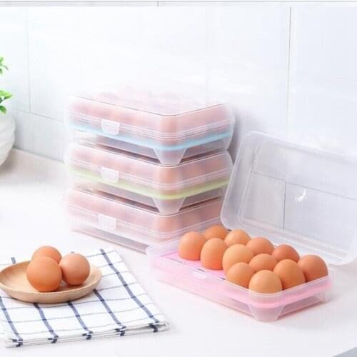 15 Eggs Storage Box Home Eggs Container Portable Refrigerator Food Eggs Box Organizer Case Plastic Eggs Holder Kitchen Gadget