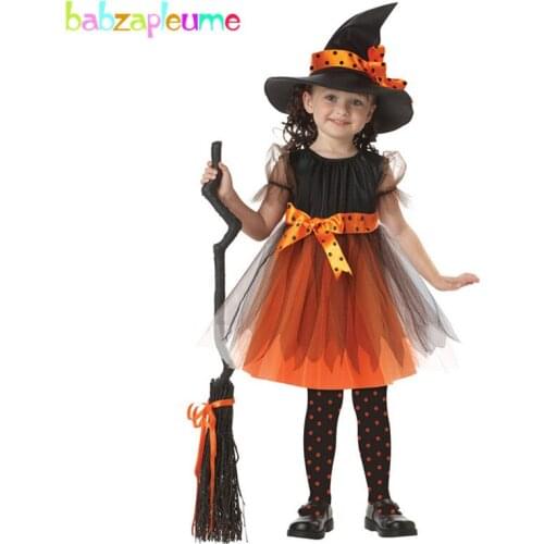 2Piece/3-6Years/Halloween Kids Clothes For Baby Lace Tutu Party Dress+Hats Toddler Girls Dresses Children Clothing Sets BC1315