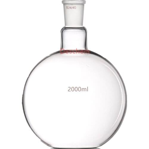 2000ml 24/40 Flat Bottom Glass Flask Sigle Neck 1-neck 2Litre Lab Boiling Vessel