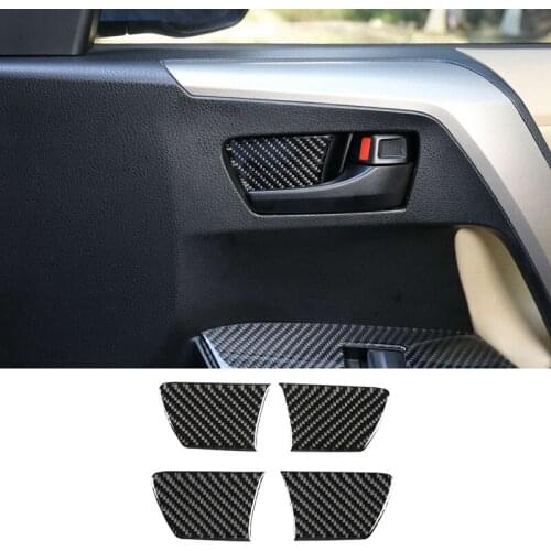 4Pcs Carbon Fiber ABS Interior Door Handle Bowl Cover Trim for Toyota RAV4 2015-2019 Car Stylings