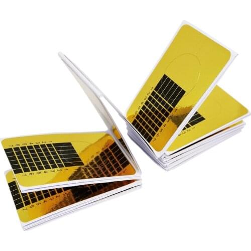 50pcs/100pcs Fashion Nail Art Guide Form Sticker Golden Acrylic UV Gel Polish Stylish Tips Extension Nail Tools