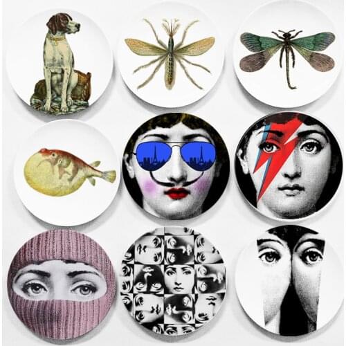 6" 7 "8" Italy Fashion Lady Face Plate Decorative Wall Plate Theme and Variation Wall Dishes Ceramic Decor Europe Wall Dish