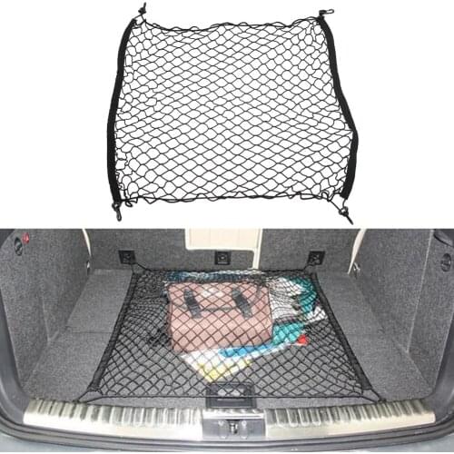 70*70cm RV Trunk Auto Rear Back Cargo Luggage Organizer Elastic Mesh Net Storage Holder with 4 Hooks Car Interior Accessories