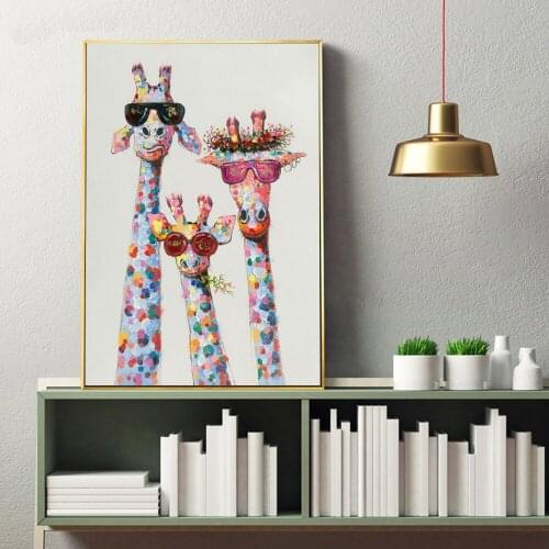 Abstract Giraffe Family Graffiti Art Canvas Paintings On the Wall Art Posters And Prints Animals Street Art Picture For Kid Room