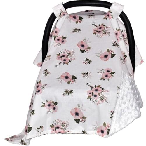 Baby Car Seat Cover Carseat Canopy Multi-Use Baby Shopping Cart Cover Striped Floral Printed Shopping Basket Canopy