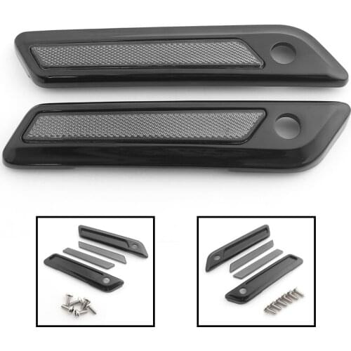 Black Motorcycle Metal Hard Saddlebag Latch Cover&Smoke Reflectors For Harley 2014-2020 Touring Street Glide Road Glide Models