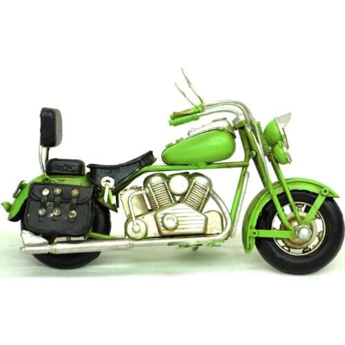 Decorative Metal Chopper Green Motorcycle-Trinket, Miniature,Gift, Nostalgic,Vintage,Handmade, hand Painted, Quality Durable