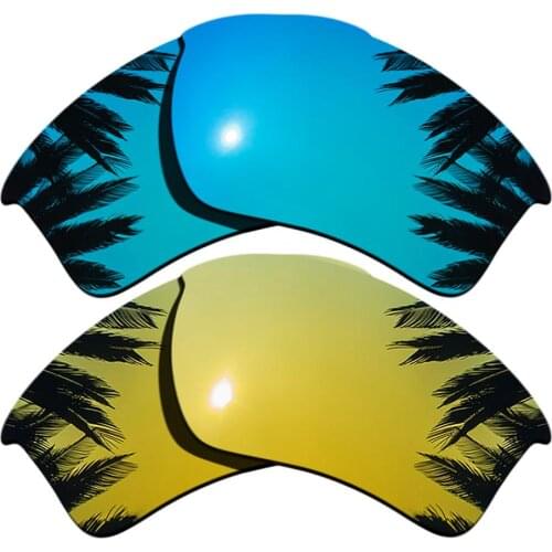 Ice Blue Mirrored & 24K Gold Mirrored Polarized Replacement Lenses for Half Jacket 2.0 XL Frame 100% UVA & UVB