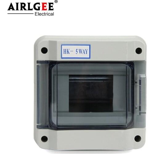 IP65 HK-5ways 5 way 140*140*105mm waterproof plastic wire distribution box circuit breaker switch box with transparent cover