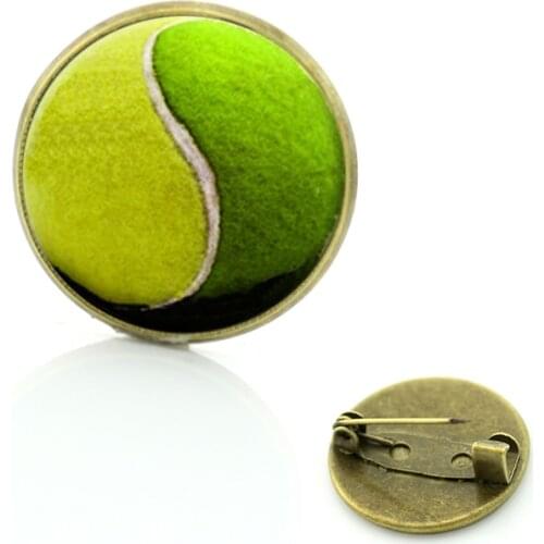 JWEIJIAO exquisite popular I Love Tennis brooch pin summer fashion sports tennis ball photo badge brooches men women jewelry