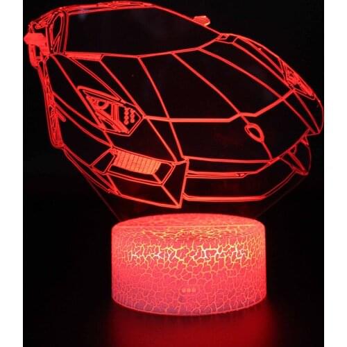 Cool Supercar 3D Lamp LED USB 2021 Fashion Grand Touring Car Night Light Boys Kids Gifts Home Bedroom Desk Beside Sleeping Decor