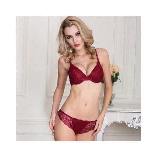 Sexy Girls Bra Set Push Up Lace Ultra Thin Cup European Style Lingerie Set Women Embroidery Underwear Bra & Brief Sets Cup A B C