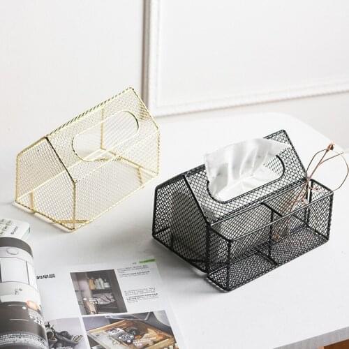 Creative Iron Mesh Tissue Box Bedroom Desktop Sundries Organizer Roll Paper Napkin Storage Holders