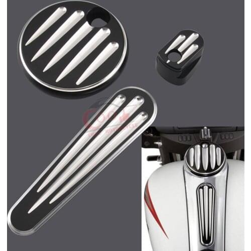 Motorcycle Edge Cut Fuel Tank Door&Dash Track Insert&Ignition Cap For Harley Touring Electra Street Glide FLHT FLTR 14-18 New