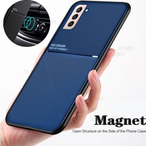 Magnet Car Holder Leather Case Phone Cover For Samsung S21 Ultra Matte Cases Coque For Samsung Galaxy S 21 Plus 5G S21 21Ultra