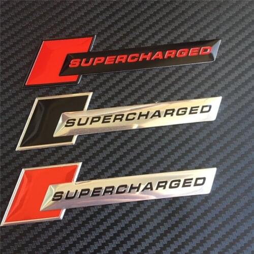 MIX 20pcs hot Car Styling SUPERCHARGED 3D aluminum badge chrome Emblems Decal Sticker stickers red black silver