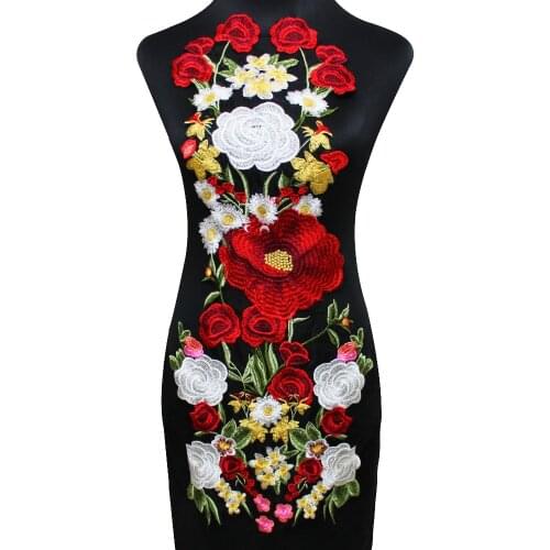 1piece Multicolors Long Lace Embroidery Patches Lace Fabric Cord Applique Motif Sewing Accessories for Craft Coat Design T1735