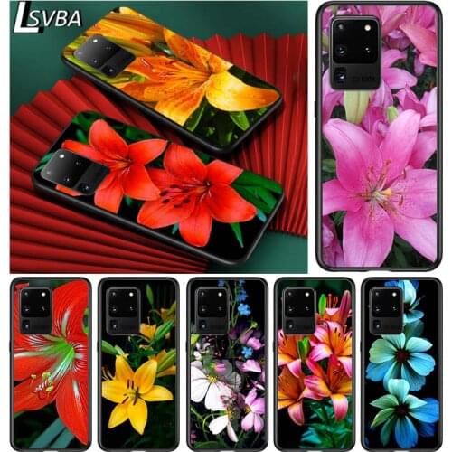 Lily flower color for Samsung S20 FE Ultra Plus A91 A81 A71 A51 A41 A31 A21 A11 A72 A52 A12 Soft Black Phone Case