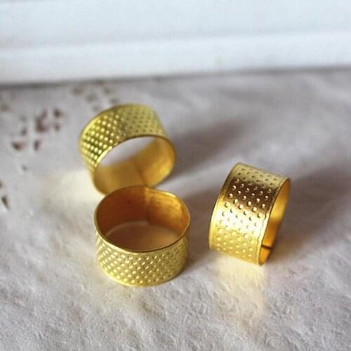 Gold Metal Finger Thimbles Tailor Sewing Grip Shield Protector Sewing Machine Handworking Pin Needle Craft Tools 10 Pcs