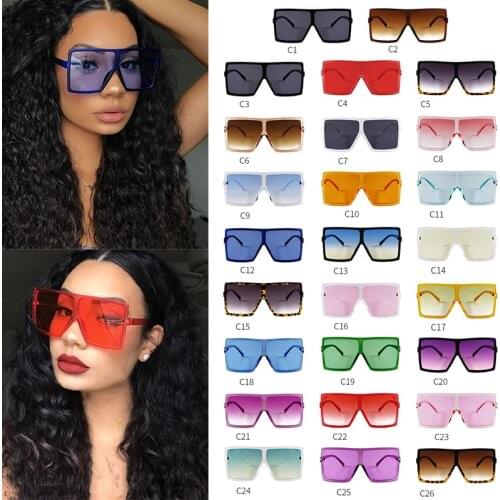 Wholesale 30 Colors One Piece Square Large Sunglasses for Women Men Vintage Oversized Gradient Sun Glasses Female Shades Uv400