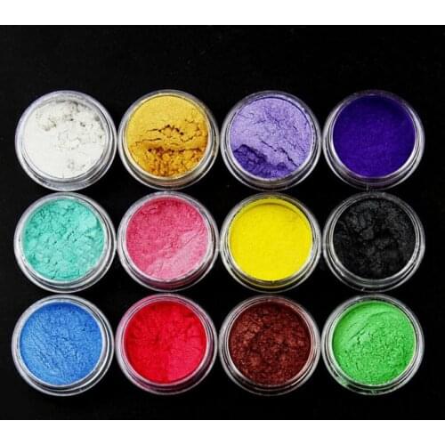 12pcs Mixed Colors Colorant Pigments Natural Mica Pearl Powder for DIY Nail Art Craft Projects For Slime Bottle Making Supplies