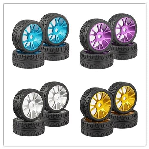 RC 1:8 1/8 On-Road Car Buggy Rubber rubber Tyre Tires & Metal aluminum Wheel Rim 84G-803 Hub Hex 17mm