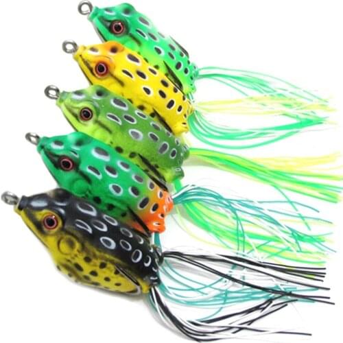 FREE SHIPPING Lot 5pcs New Frog Lure Bass Fishing Hooks Bait Tackle Topwater Soft 15g/ 6cm