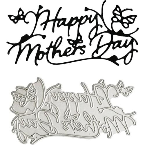 Happy Mother’s Day Scrapbook Decoration Mold Metal Letters Shape Cutting Die Album Paper Card Craft Cut Stamp