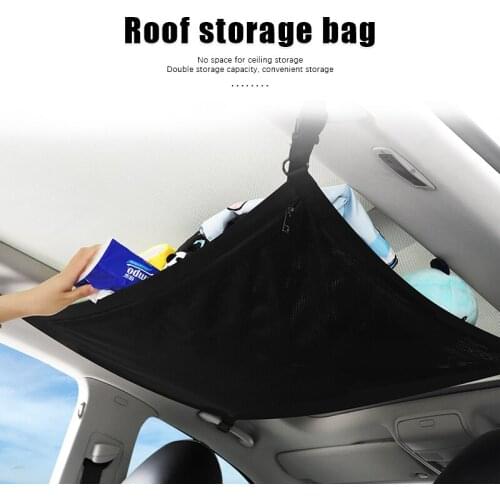 SUV Car Ceiling Storage Net Pocket Car Roof Bag Interior Cargo Net Breathable Mesh Bag Auto Stowing Tidying Interior Accessories