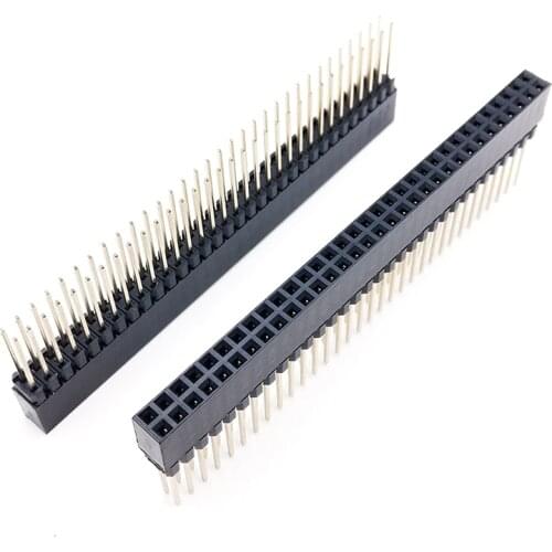 10 pcs connector pin row female PC104 2.54mm double female /2X32p 12.2mm long straight leg