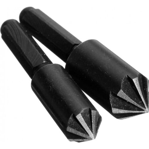 2pcs HSS 7 Flute Countersink Drill Bit 1/4" Hex Shank End Mill Cutter 82 Degree Chamfer Cutter Power Drill Bit Woodworking Tool