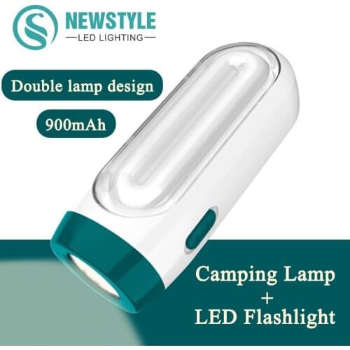 LED Flashlight outdoor camping lights 2 switch mode 900mAh high brightness Portable emergency light rechargeable long duration