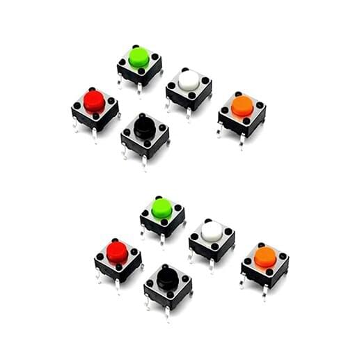 1000Pcs 6*6*5.5mm Through Hole Micro Push Button Tactile Tact Electronic Switch Brown Blue Black Red Orange Green Yellow White