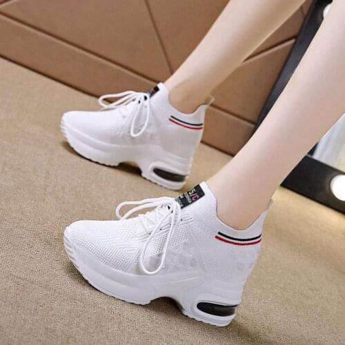 Thick Bottom Height Increasing Insole Womens Shoes 8cm Spring and Autumn All-Match Slip-on Lofter Pumps Lightweight Soft Sole