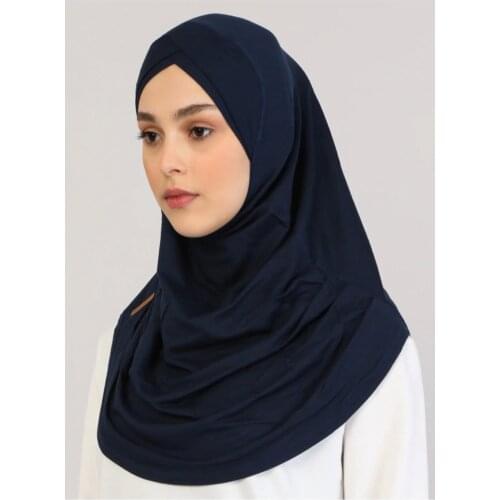 Womens Navy Blue Cross Turban Hijab