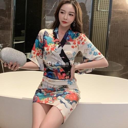 2021 japanese kimono yukata silk satin dress for women floral peacock half sleeve nightgown sexy kimono yukata party dress