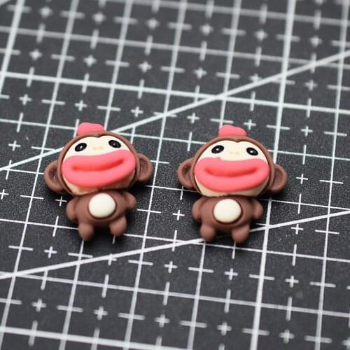 1pcs/lot resin flat back monkey with big mouth 22mm Cabochons Hair Bow Center Card Frame Making Craft DIY