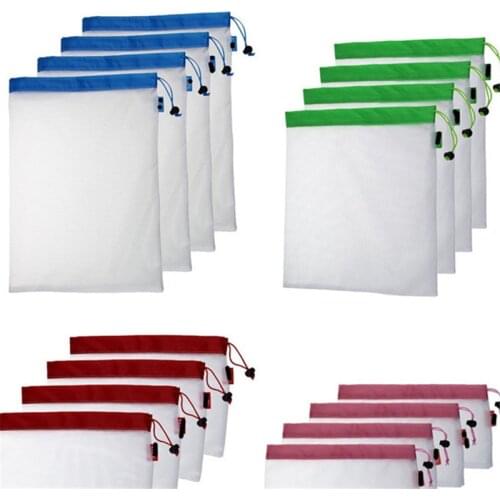 1 PCS NEW Reusable Produce Bags Black Rope Mesh Vegetable Fruit Toys Storage Pouch