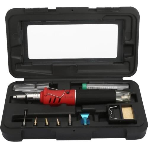 10PCS HS-1115K Multi-Function Butane Gas Soldering Iron Cordless Solder Welding Torch Kit DIY Home Rubber Handle Welding Rod
