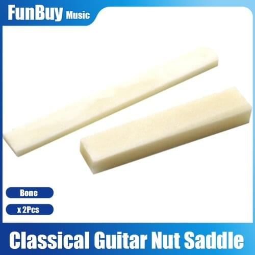 2pcs Pure Bone Blank Bridge Nut Saddle for Acoustic Guitar Classical Guitar Ukulele Electric Guitarra Accessories