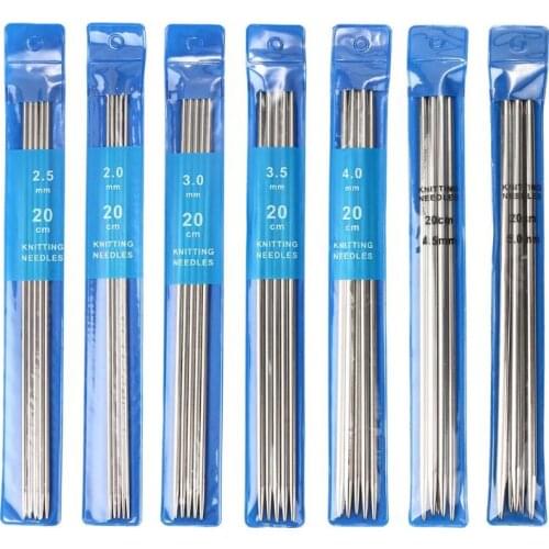 35PCS 20cm Stainless Steel Straight Knitting Needles Crochet Hooks Yarrn Knitting Needle Set Size 2-5mm DIY Weave Knitting Tools