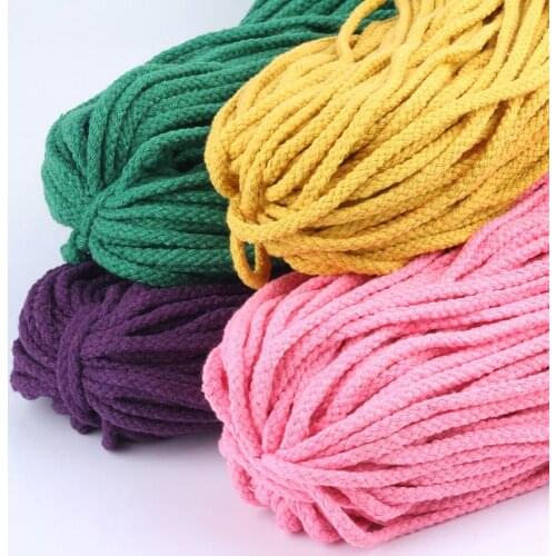 40M/Lot 5mm Colorful Eight-strand Cotton Rope Twisted Cord Woven Thread String Cord Home DIY Decoration Crafts