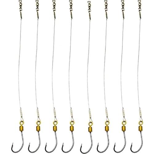 5Pcs Fish Wire Leader Anti-Bite Stainless Steel Fishing Wire Leader Fishing Rigs Hooks Line Front Wire Lure Tackle