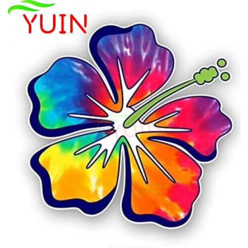 Car Sticker Decals Personality Hibiscus Flower Hawaii Funny for Window Motorcycle Waterproof Decorative Interior Decal 14*14cm