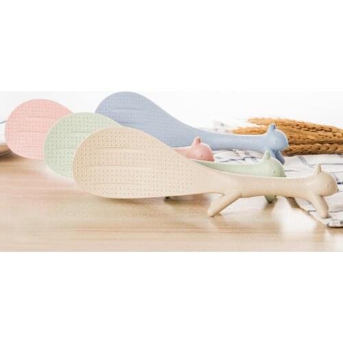 Squirrel Non-stick Rice Scoop Cartoon Meal Spoon Stand Upright Kitchen Utensil